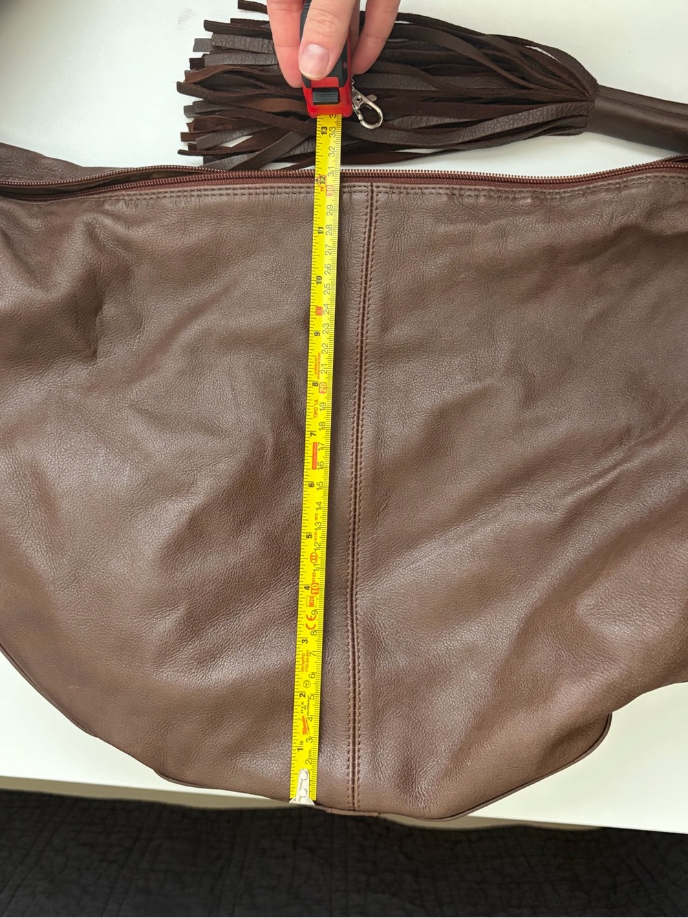 Brown Deerskin Leather Fringe Hobo Bag - Picture 9 of 11